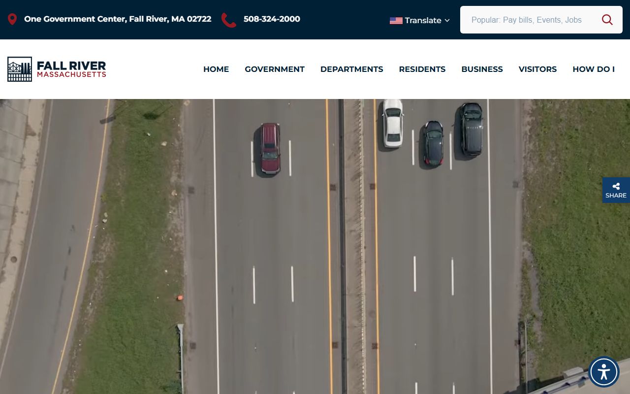 Fall River city homepage with links to police and bench warrant resources