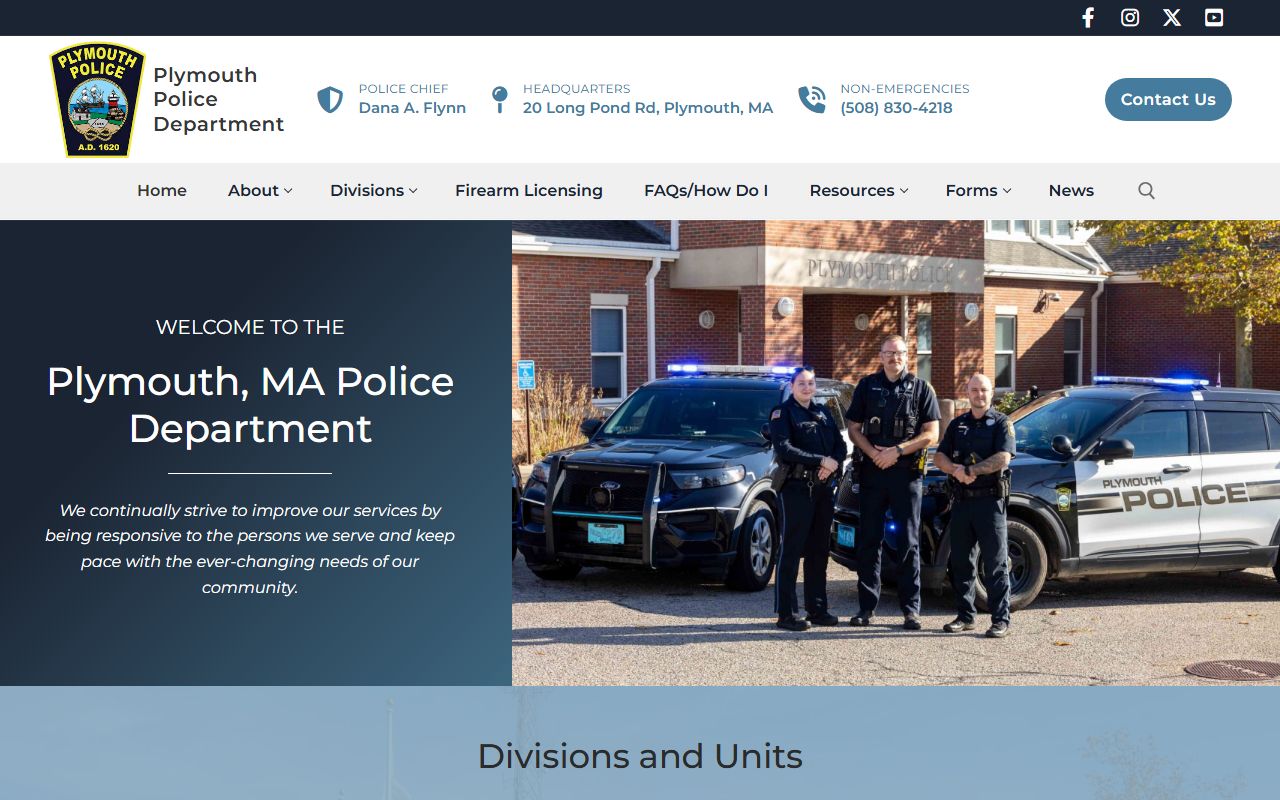 Plymouth Police Department website for bench warrant inquiries in Plymouth Massachusetts