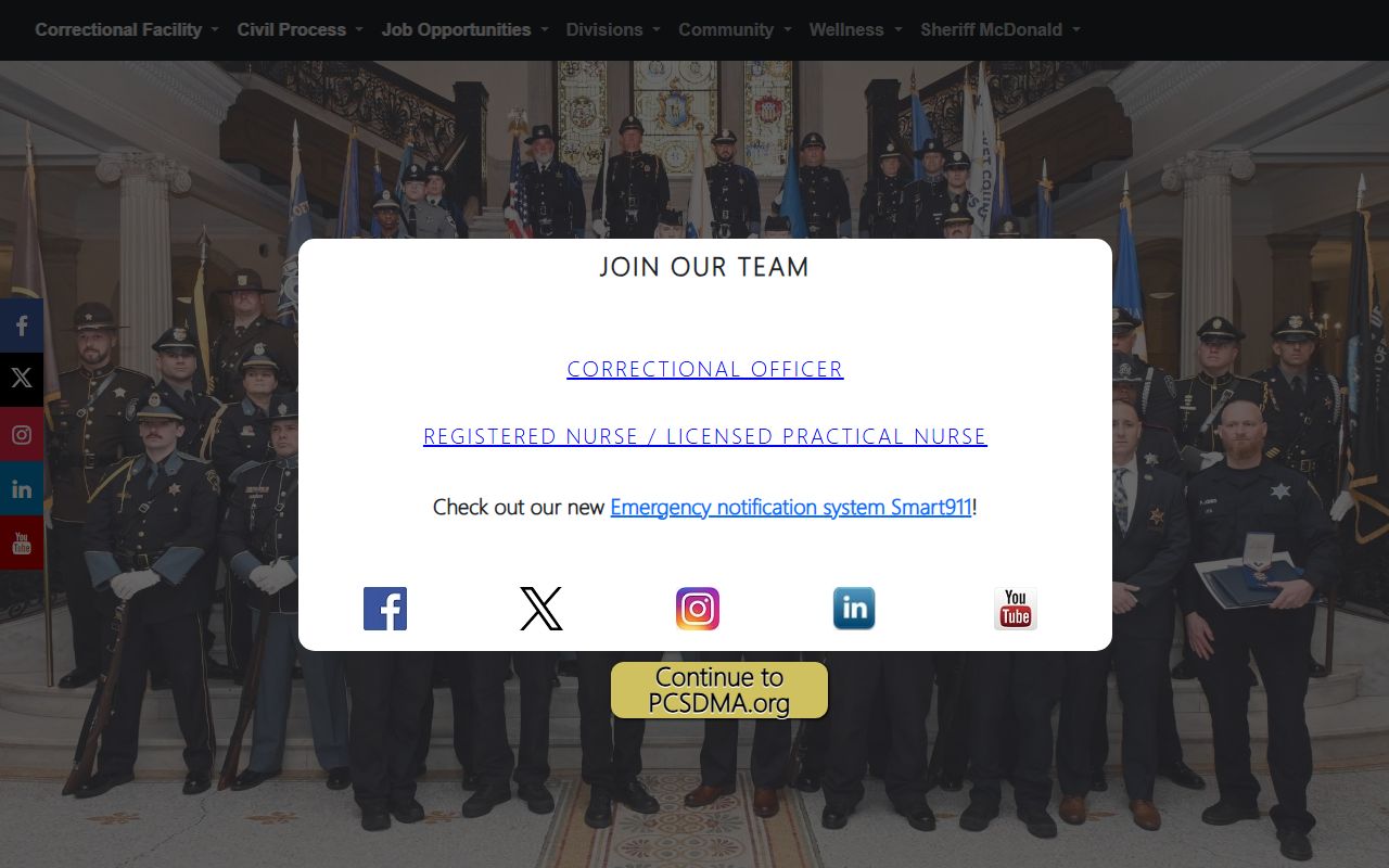 Plymouth County Sheriff homepage for bench warrant services in Massachusetts